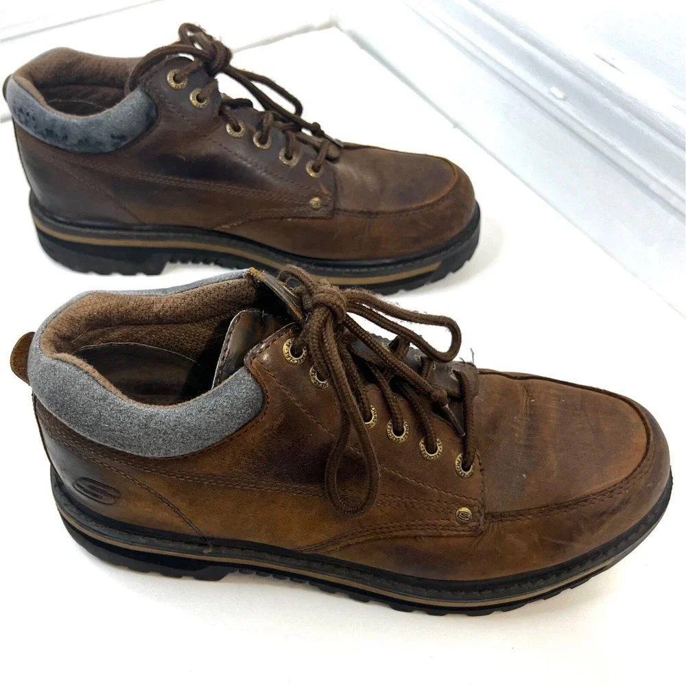 Skechers Mens Mariners Leather Utility Boots Size US 11.5 Brown